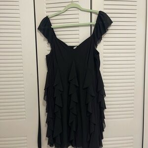 American Eagle Black Ruffle Mini Dress